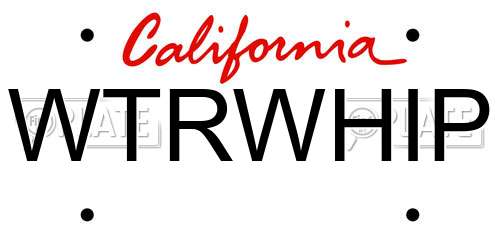 WTRWHIP California License Plate