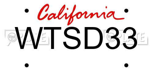 WTSD33 California License Plate