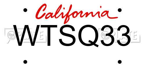 WTSQ33 California License Plate