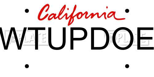 WTUPDOE California License Plate