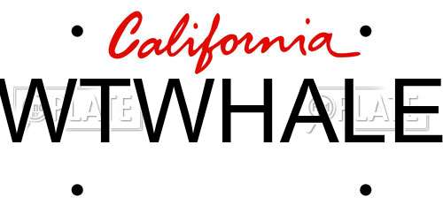 WTWHALE California License Plate