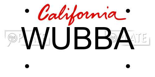 WUBBA California License Plate