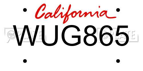 WUG865 California License Plate