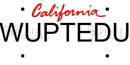 WUPTEDU California License Plate