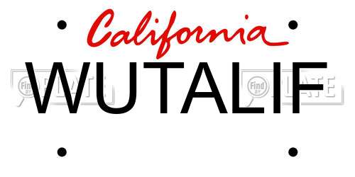 WUTALIF California License Plate