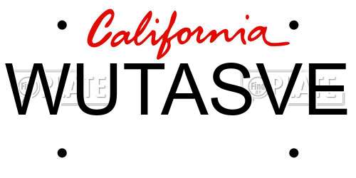WUTASVE California License Plate