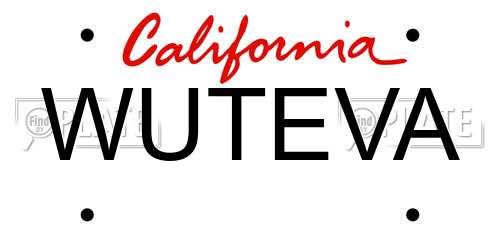 WUTEVA California License Plate