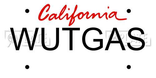 WUTGAS California License Plate