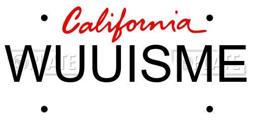 WUUISME California License Plate