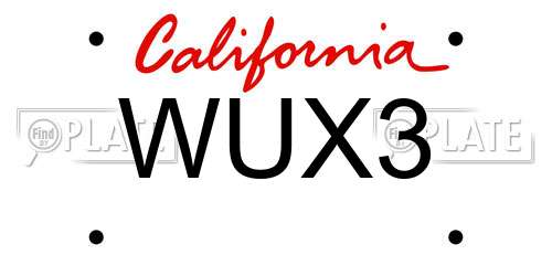 WUX3 California License Plate