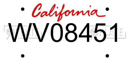 WV08451 California License Plate