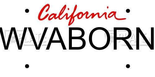 WVABORN California License Plate