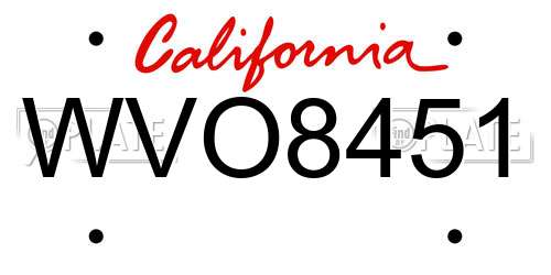 WVO8451 California License Plate