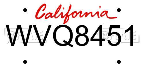 WVQ8451 California License Plate