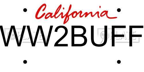 WW2BUFF California License Plate