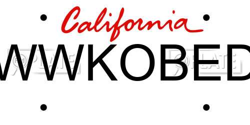 WWKOBED California License Plate