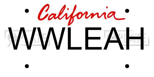 WWLEAH California License Plate