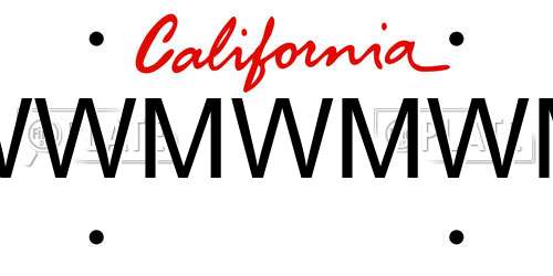 WWMWMWM California License Plate