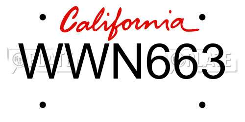 WWN663 California License Plate