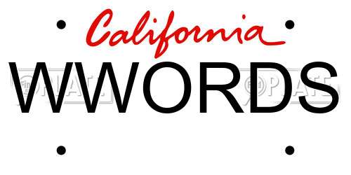 WWORDS California License Plate