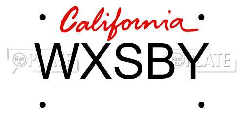 WXSBY California License Plate