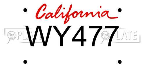 WY477 California License Plate