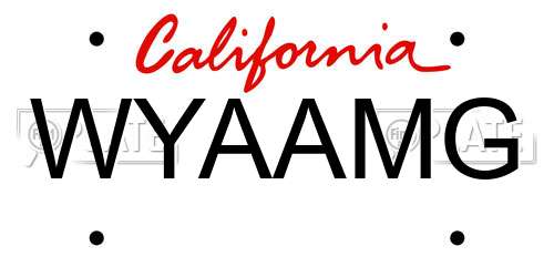 WYAAMG California License Plate