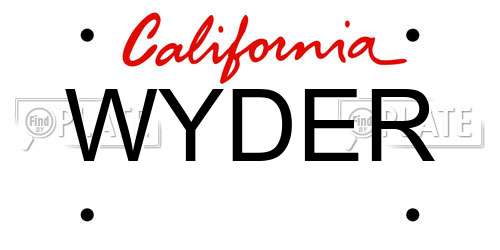 WYDER California License Plate