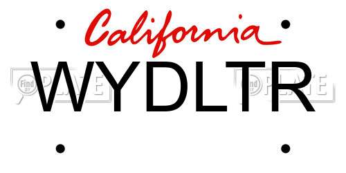 WYDLTR California License Plate