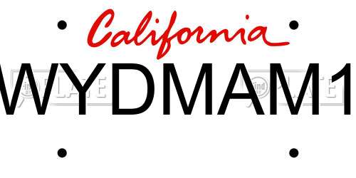 WYDMAM1 California License Plate