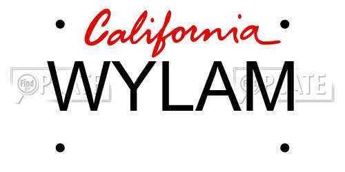 WYLAM California License Plate