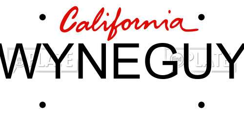 WYNEGUY California License Plate