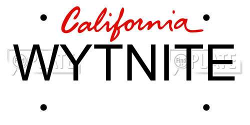 WYTNITE California License Plate