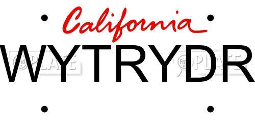 WYTRYDR California License Plate