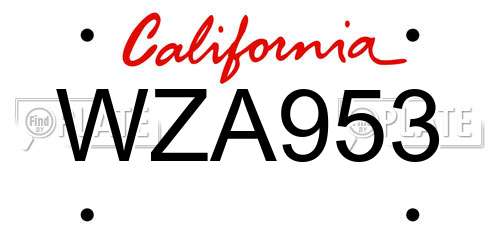 WZA953 California License Plate