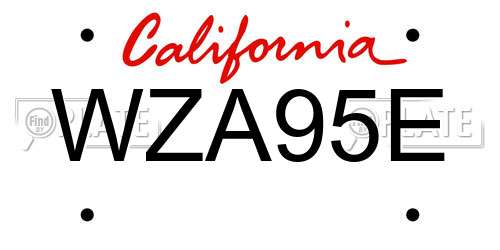 WZA95E California License Plate