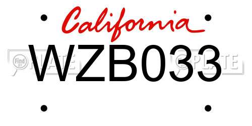 WZB033 California License Plate