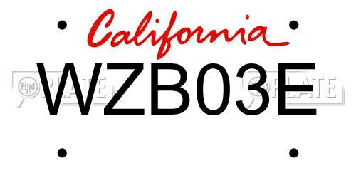WZB03E California License Plate
