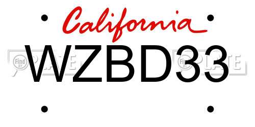 WZBD33 California License Plate