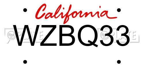 WZBQ33 California License Plate