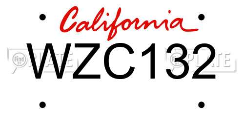 WZC132 California License Plate