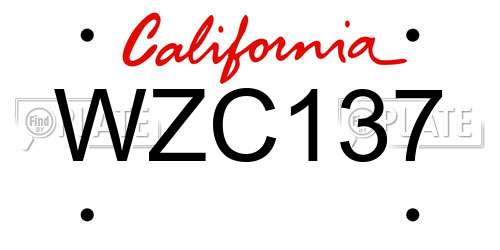 WZC137 California License Plate