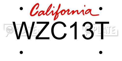 WZC13T California License Plate