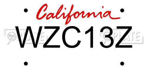 WZC13Z California License Plate