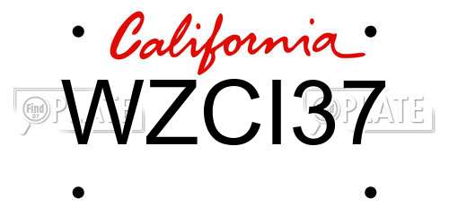 WZCI37 California License Plate