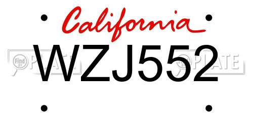 WZJ552 California License Plate