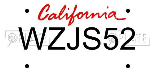 WZJS52 California License Plate
