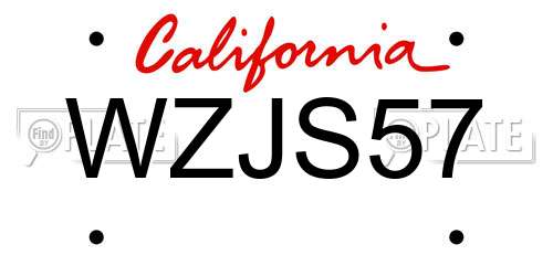 WZJS57 California License Plate
