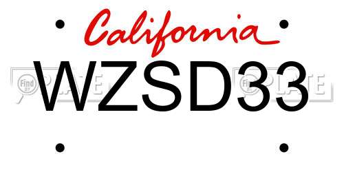 WZSD33 California License Plate