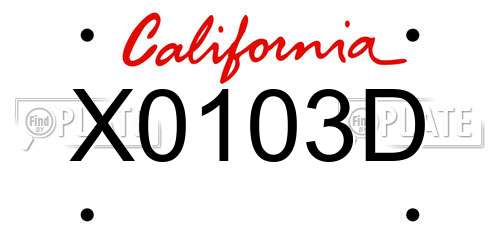 X0103D California License Plate